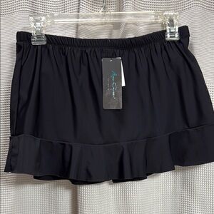 Aqua Green NEW Black Ruffle Swim Skirt beach vacation cruise coverage SZ M